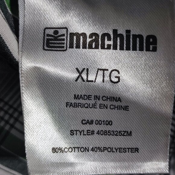 Machine button down shirt men's XL white grey checks western style front decor - Picture 7 of 9